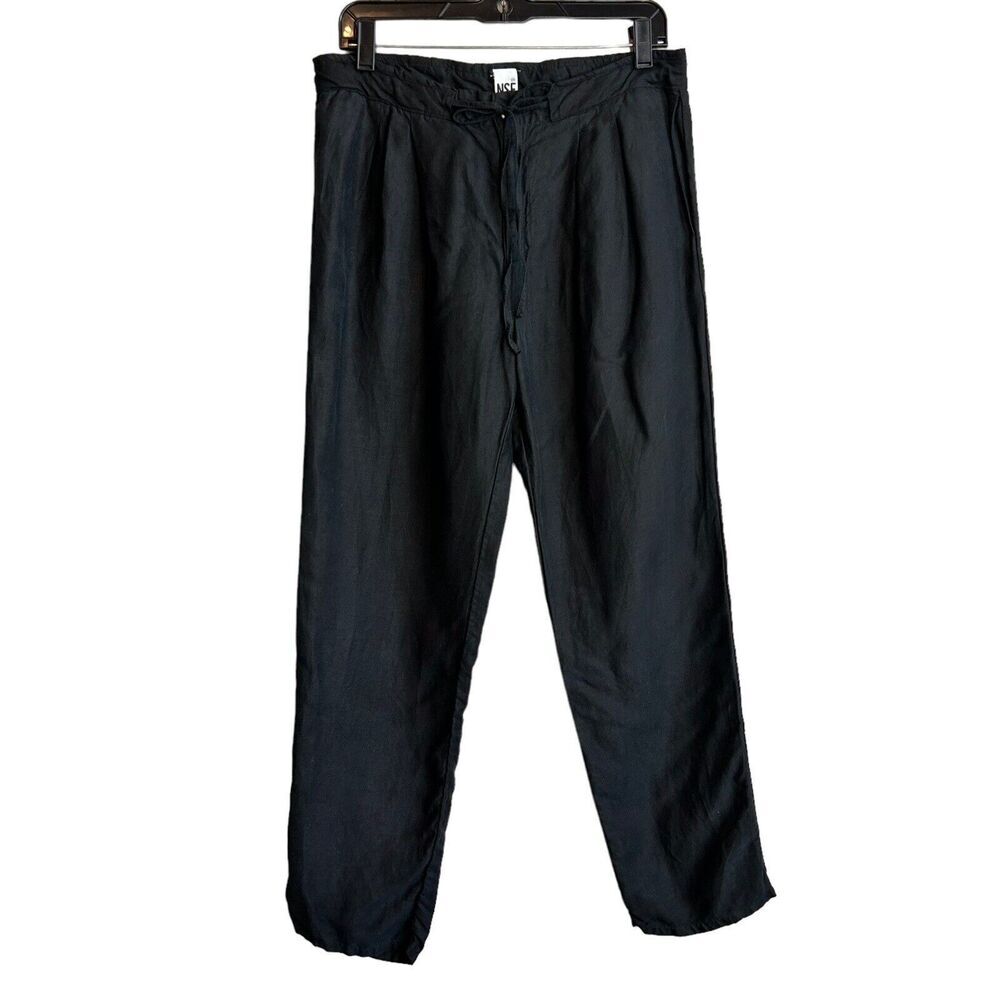 NSF Pants Women's 28 Black lyocell linen drawstring Straight Leg Relaxed $195